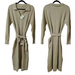 Faherty Jackson Sweater Dress Long Sleeve Large Oatmeal Heather NWT